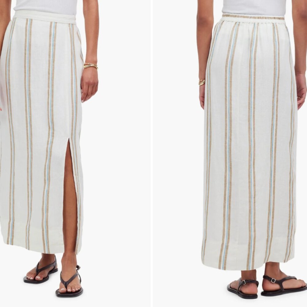 Madewell stripe 100% linen column skirt - Size XS